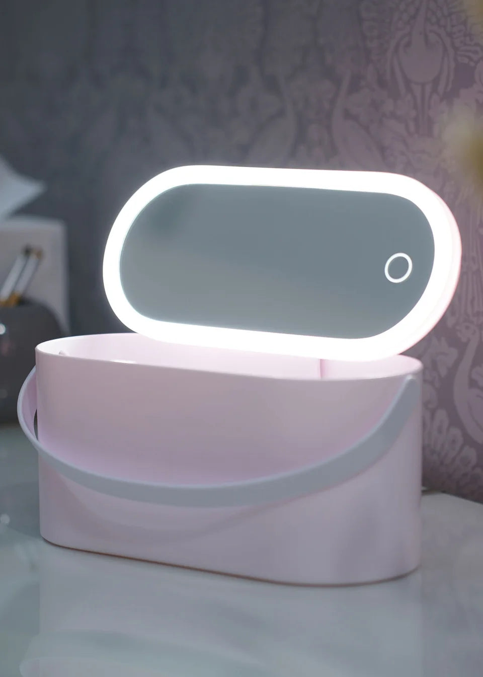Portable LED Light Storage Box with Makeup Mirror